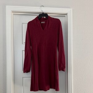 Elegant Long Sleeve Maroon Dress